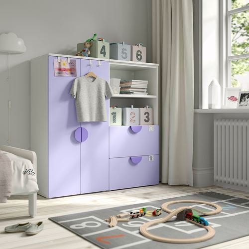 IKEA - PLATSA/SMASTAD, children wardrobe combination, white-lilac, 120x42x123 cm