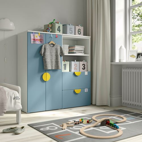 IKEA - PLATSA/SMASTAD, children wardrobe combination, white-blue, 120x42x123 cm