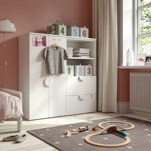 IKEA - PLATSA/SMASTAD, children's wardrobe, white/white, 120x42x123 cm