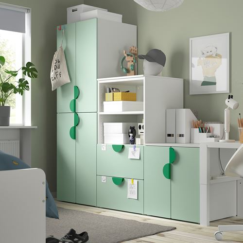 IKEA - PLATSA/SMASTAD, children wardrobe combination, white/light green, 180x57x181 cm