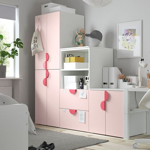 IKEA - PLATSA/SMASTAD, children wardrobe combination, white/pink, 180x57x181 cm