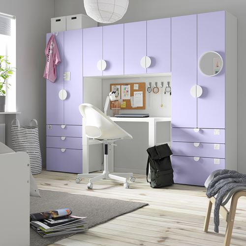 IKEA - PLATSA/SMASTAD, children wardrobe combination, white-lilac, 240x42x181 cm