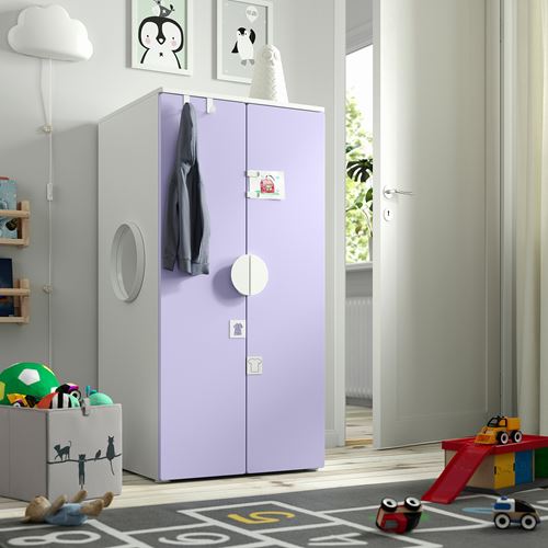 IKEA - PLATSA/SMASTAD, children's wardrobe, white-lilac, 60x57x123 cm