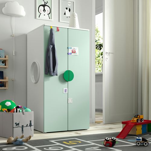 IKEA - PLATSA/SMASTAD, children's wardrobe, white/light green, 60x57x123 cm