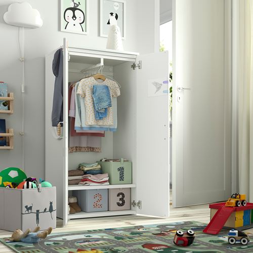 IKEA - PLATSA/SMASTAD, children's wardrobe, white/light green, 60x42x123 cm