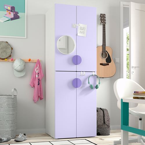 IKEA - PLATSA/SMASTAD, children's wardrobe, white-lilac, 60x57x181 cm