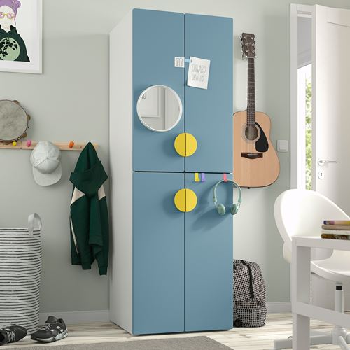 IKEA - PLATSA/SMASTAD, children's wardrobe, white-blue, 60x57x181 cm