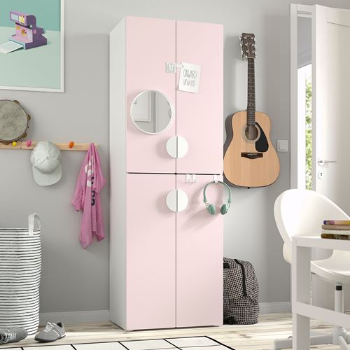 IKEA - PLATSA/SMASTAD, children's wardrobe, white/pink, 60x42x181 cm