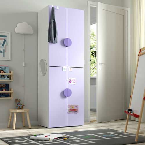 IKEA - PLATSA/SMASTAD, children's wardrobe, white-lilac, 60x42x181 cm