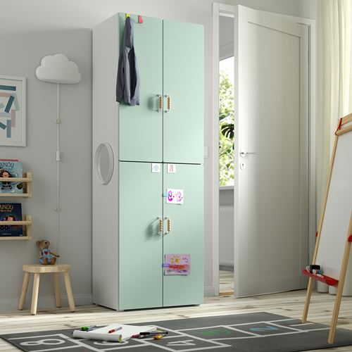 IKEA - PLATSA/SMASTAD, children's wardrobe, white/light green, 60x42x181 cm