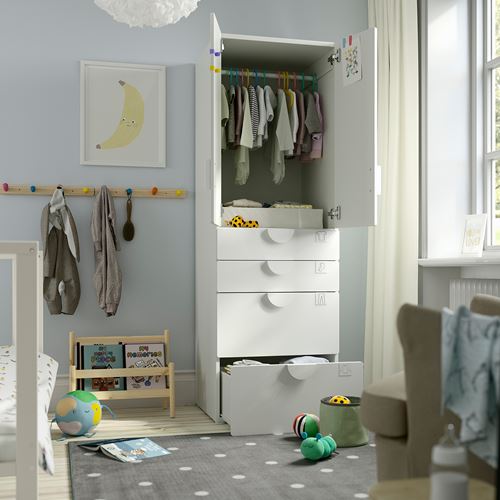 IKEA - PLATSA/SMASTAD, children's wardrobe, white/light green, 60x57x181 cm