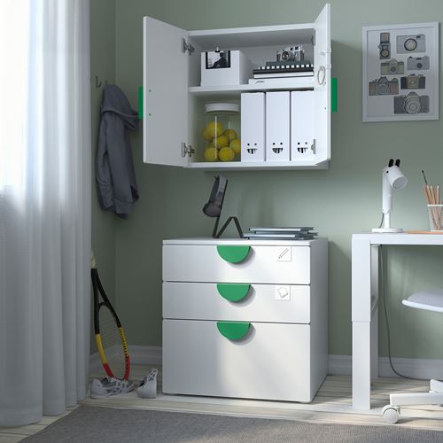 IKEA - SMASTAD, children wall cabinet, white/light green, 60x32x60 cm