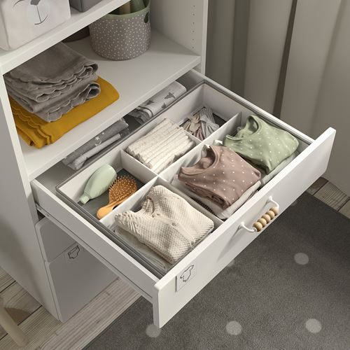 IKEA - JATTEBJÖRN, box with compartments, white/grey, 50x35x9 cm