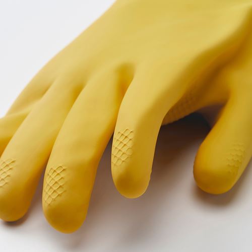 IKEA - RINNIG, cleaning gloves, bright yellow-off-white, S
