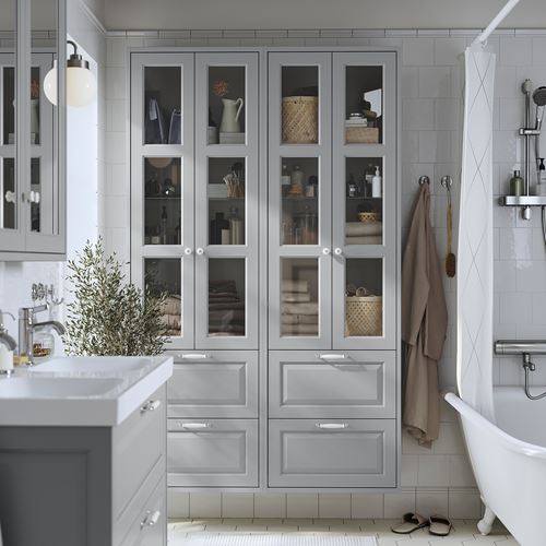 IKEA - TANNFORSEN, bahtroom high cabinet, light grey, 60x35x195 cm