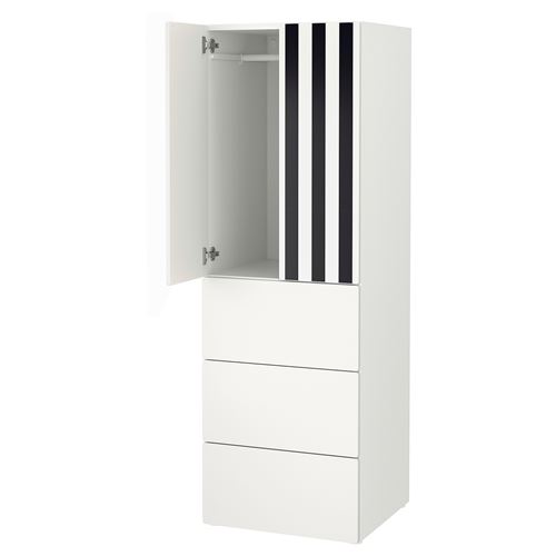 IKEA - PLATSA/SMASTAD, children's wardrobe, white- black striped, 60x57x181 cm