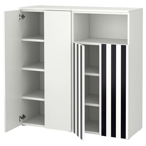 IKEA - PLATSA/SMASTAD, children wardrobe combination, white-black-white stripes, 120x42x123 cm