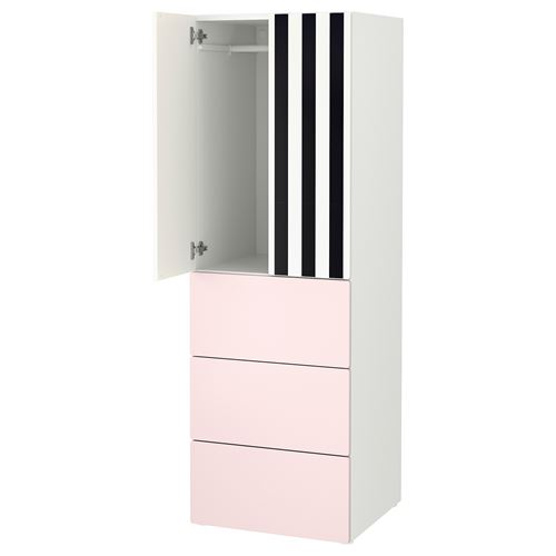 IKEA - PLATSA/SMASTAD, children's wardrobe, white stripes-pale pink, 60x57x181 cm