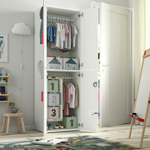 IKEA - PLATSA/SMASTAD, children's wardrobe, white/pink, 60x42x181 cm