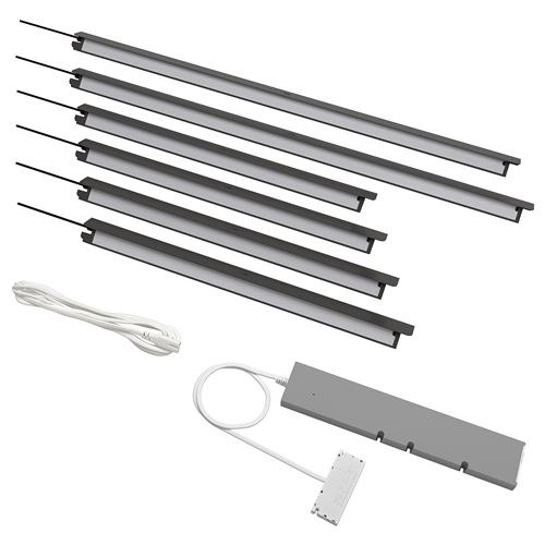 IKEA - ÖVERSIDAN/TRADFRI, aydınlatma seti, koyu gri