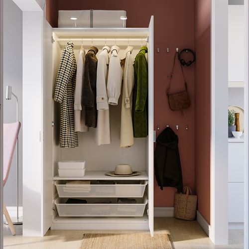 IKEA - PAX/MISTUDDEN, PAX gardırop, beyaz-gri desenli, 100x60x201 cm