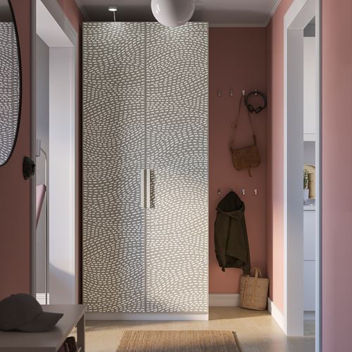 IKEA - PAX/MISTUDDEN, PAX gardırop, beyaz-gri desenli, 100x60x236 cm