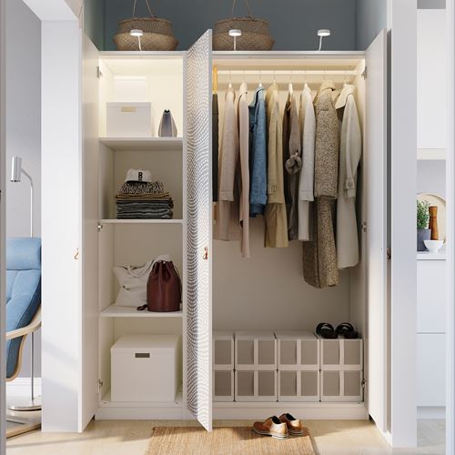 IKEA - PAX/MISTUDDEN, PAX gardırop, beyaz-gri desenli, 150x60x201 cm