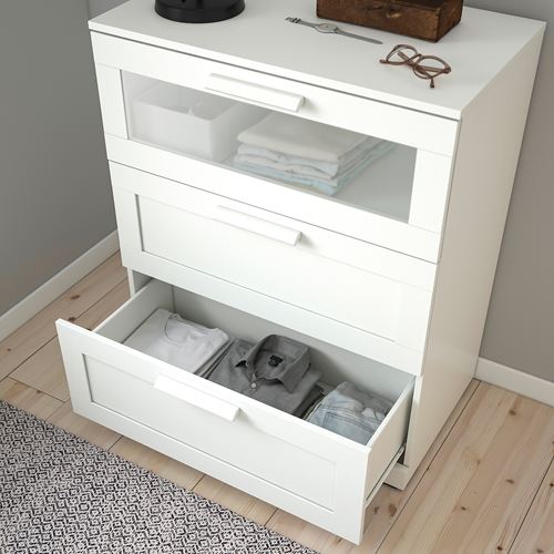 IKEA - BRIMNES, chest of 3 drawers, white, 78x95 cm