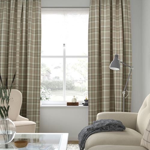 IKEA - HAGGVECKMAL, blackout curtain, 1 pair, beige, 145x300 cm