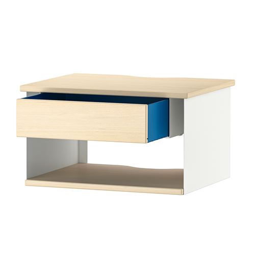 IKEA - STOMSÖ, wall-mounted bedside table, birch look white-blue, 36x29x20 cm