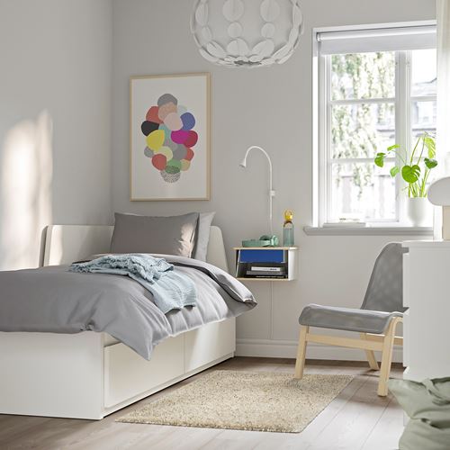 IKEA - STOMSÖ, wall-mounted bedside table, birch look white-blue, 36x29x20 cm