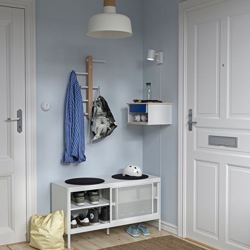 IKEA - STOMSÖ, wall-mounted bedside table, birch look white-blue, 36x29x20 cm