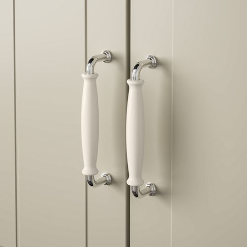 IKEA - KLINGSTORP, handle, off white-chrome plated, 141 mm