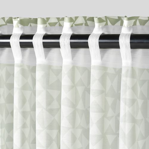 IKEA - HARKÖRVEL, curtains, 1 pair, green, 145x300 cm