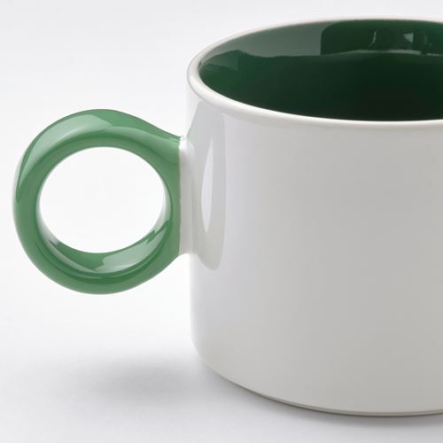 IKEA - PIGGAL, cup set, white/green, 30 cl