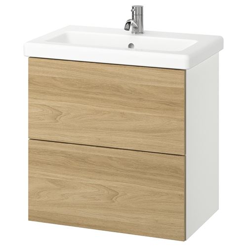 IKEA - ENHET/TVALLEN, wash-basin and cabinet, white-oak look, 64x43x65 cm
