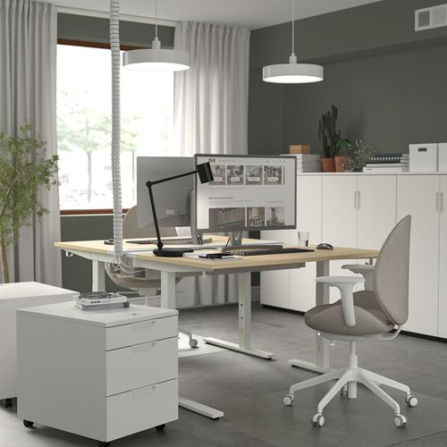 IKEA - MITTZON, desk, birch veneer-white, 120x80 cm