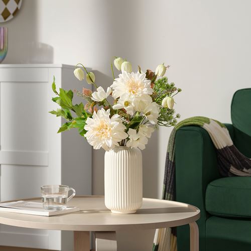 IKEA - SMYCKA, artificial bouquet, white, 55 cm