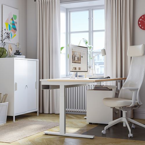 IKEA - MITTZON, desk, birch veneer-white, 160x80 cm