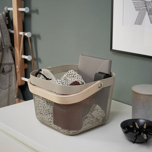 IKEA - RISATORP, basket, grey/beige, 25x26x18 cm