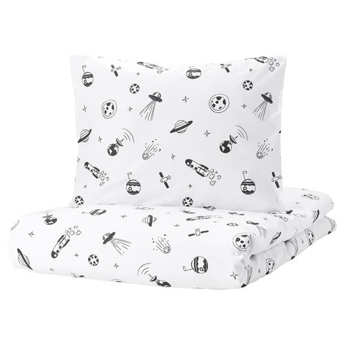 IKEA - AFTONSPARV, kids' bedding set, black-white, 150x200/50x60 cm