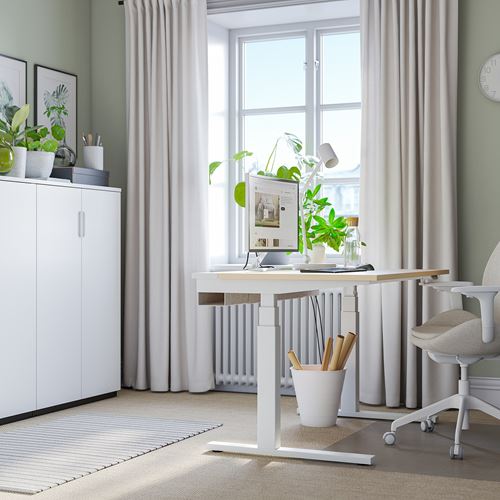 IKEA - MITTZON, height adjustable desk, birch veneer-white, 120x80 cm