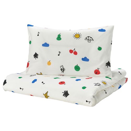 IKEA - GRÖNFINK, quilt cover/pillowcase for cot, multicolour, 110x125/35x55 cm