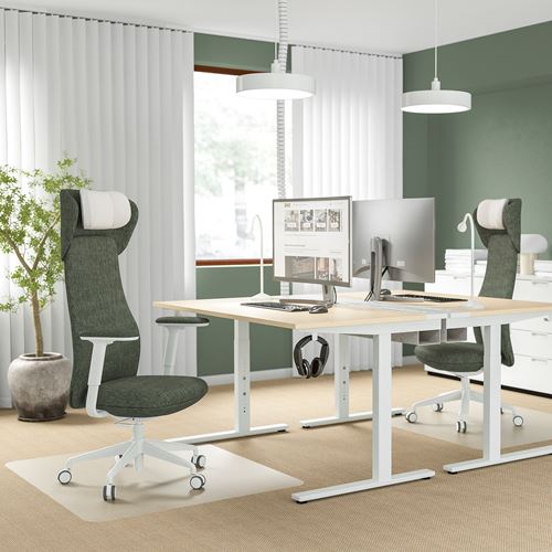 IKEA - GRÖNFJALL, office chair, letafors green-white