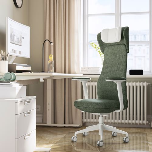 IKEA - GRÖNFJALL, office chair, letafors green-white