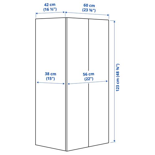 IKEA - PLATSA/SMASTAD, çocuk gardırobu, beyaz-gri, 60x40x123 cm