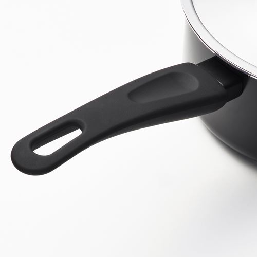 IKEA - HEMLAGAD, saucepan with lid, non-stick coating-black, 2 l