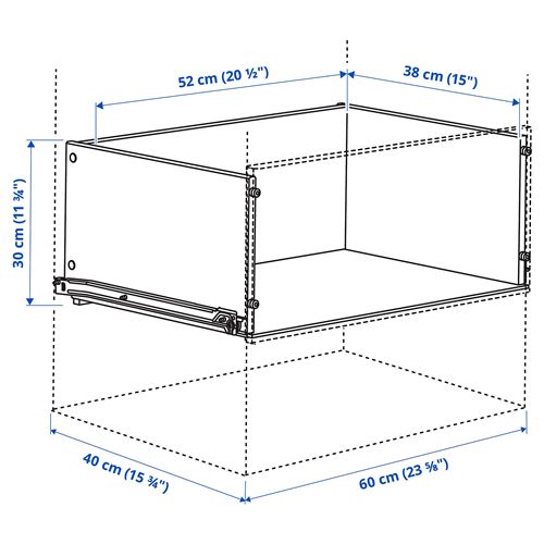 IKEA - KONSTRUERA, drawer without front, white, 30x40 cm