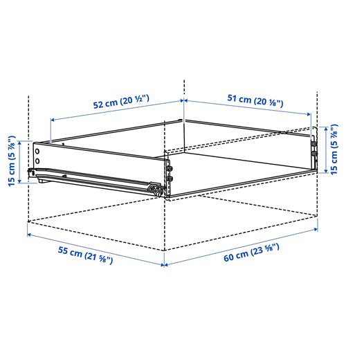 IKEA - KONSTRUERA, drawer without front, white, 15x60 cm