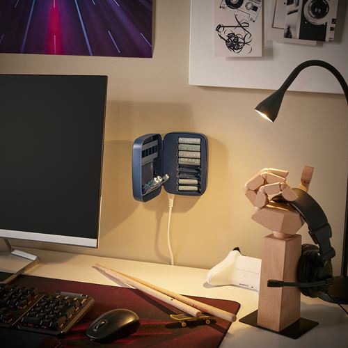 IKEA - LITOSFAR, pil şarj aleti, koyu mavi, 14.5x11x5.5 cm